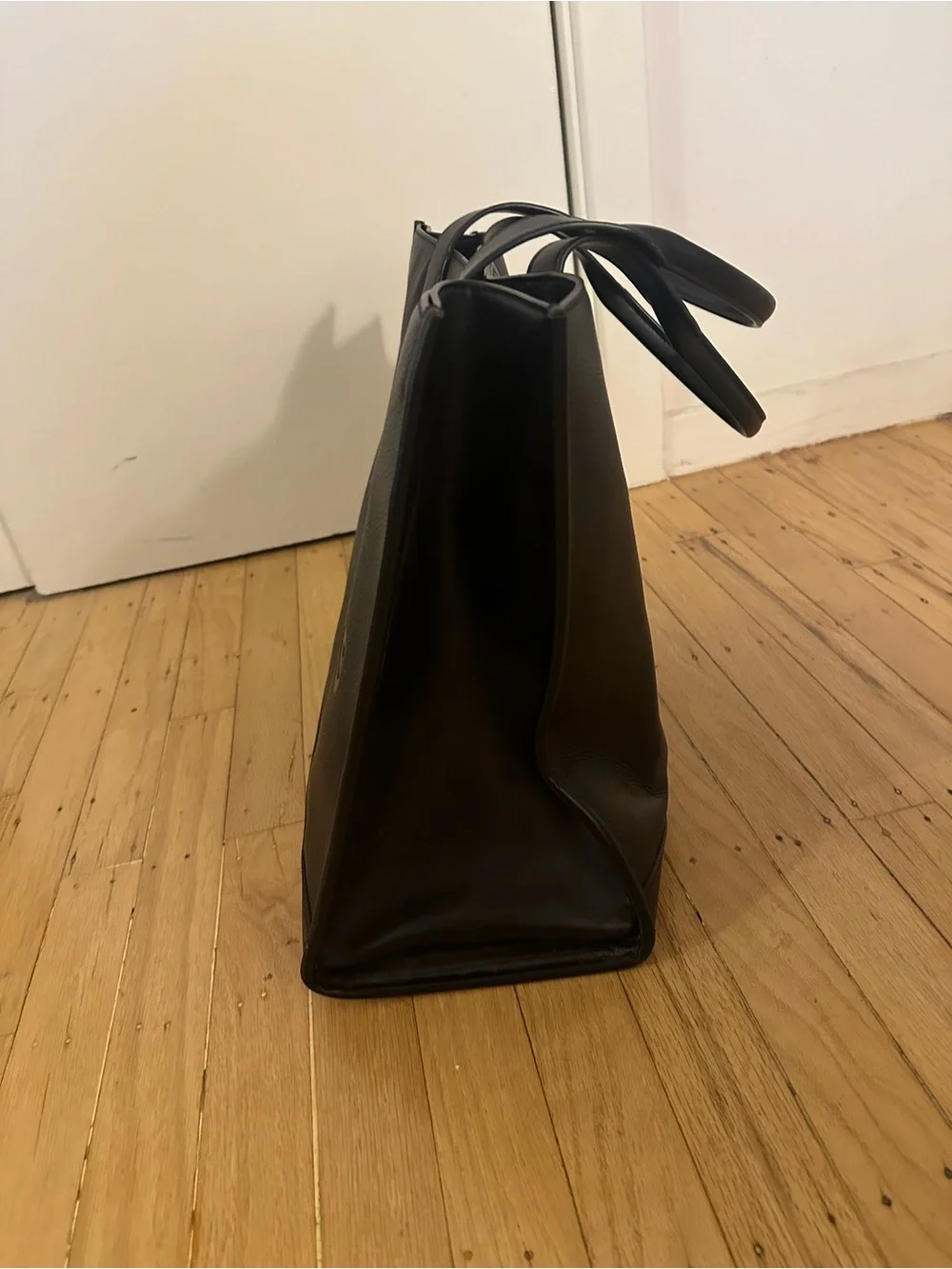 MICHAEL KORS Black Embossed Logo Leather Tote